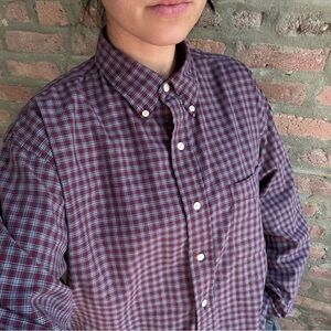 Men's Plaid Button-Down Shirt gingham print size M
